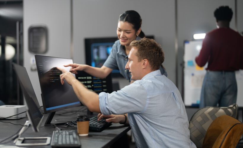 Software,Developer,Team,Programming,And,Coding,On,Computer,Screen,In