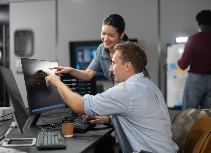 Software,Developer,Team,Programming,And,Coding,On,Computer,Screen,In
