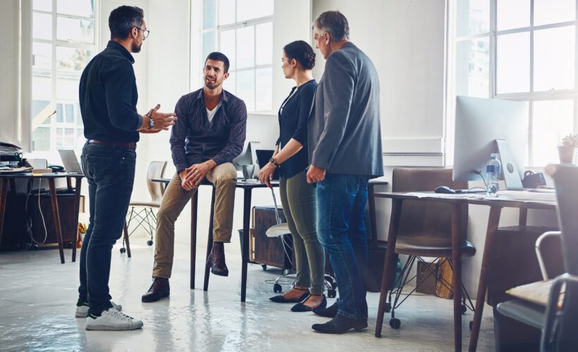 Business,,Team,Or,Meeting,With,Discussion,In,Office,For,Editorial
